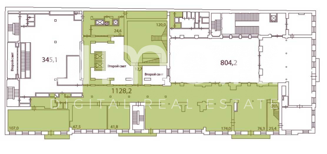 Планировка офиса 450-1128.2 м², 2 этаж, БЦ «Сенатор на Невском 38»